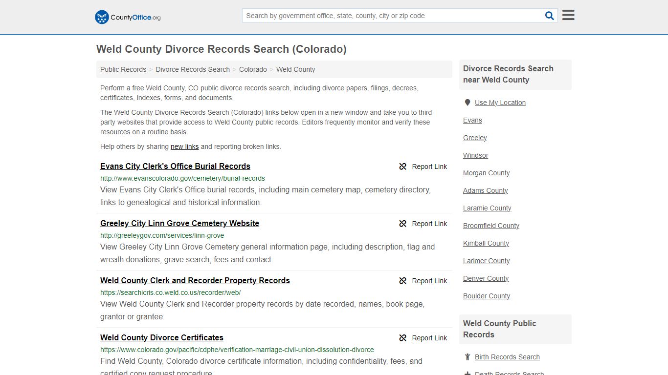 Weld County Divorce Records Search (Colorado) - County Office